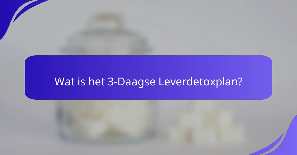 Wat is het 3-Daagse Leverdetoxplan?