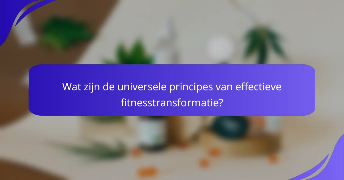 Wat zijn de universele principes van effectieve fitnesstransformatie?