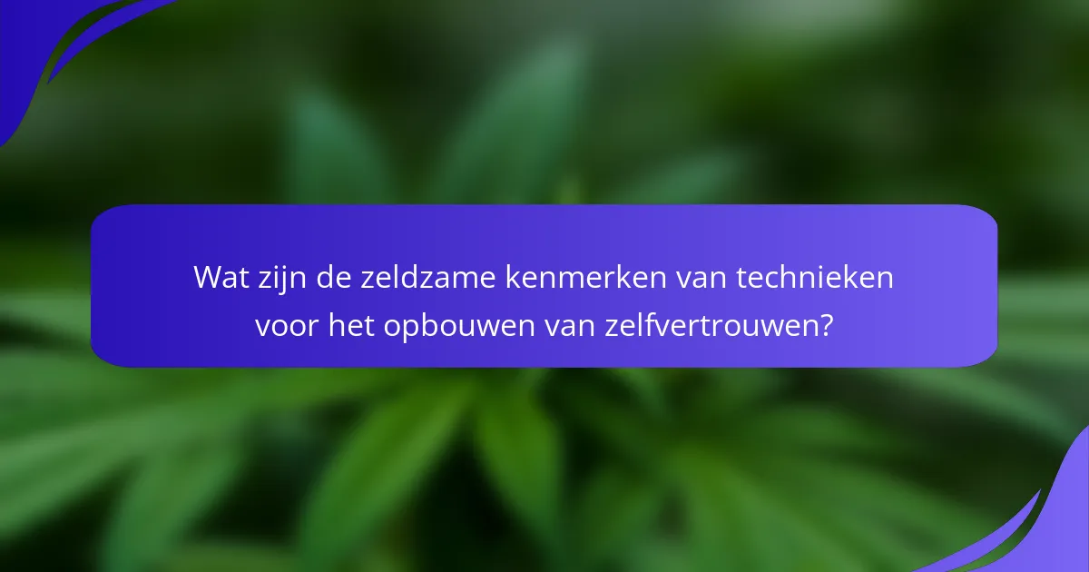 Wat zijn de zeldzame kenmerken van technieken voor het opbouwen van zelfvertrouwen?