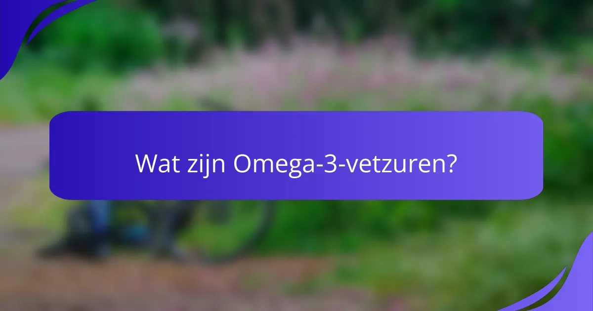 Wat zijn Omega-3-vetzuren?