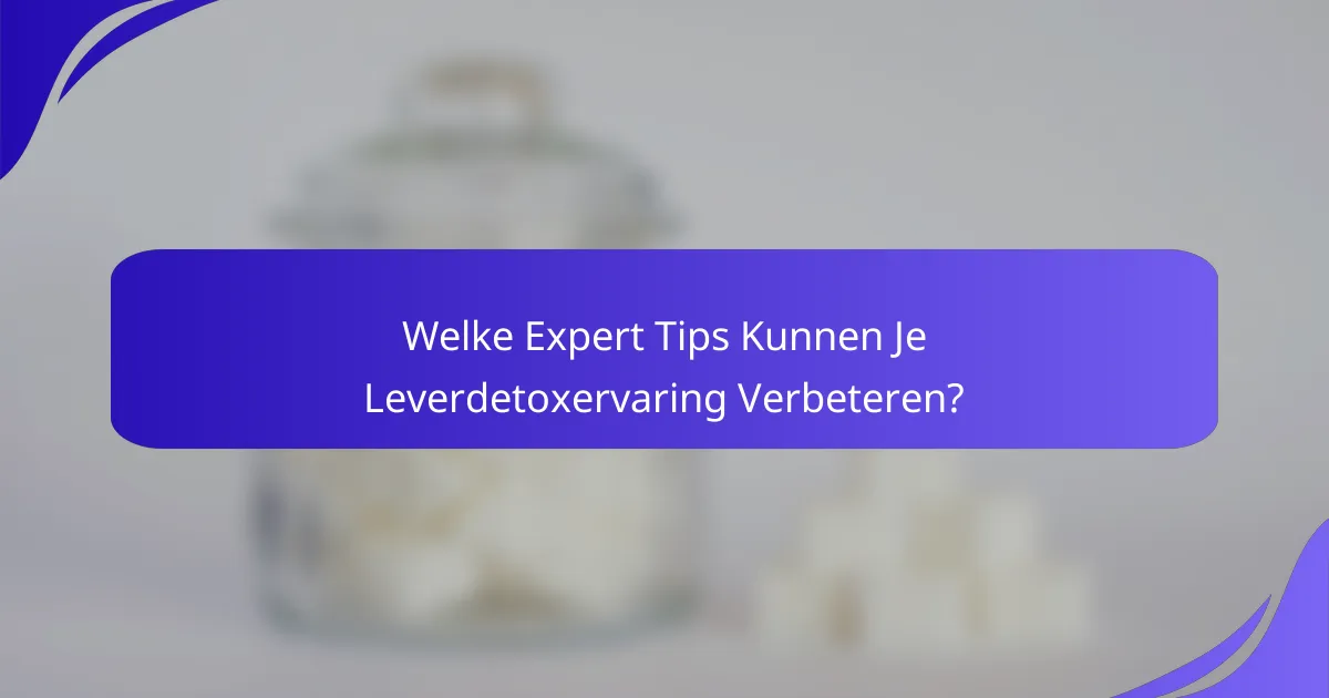 Welke Expert Tips Kunnen Je Leverdetoxervaring Verbeteren?