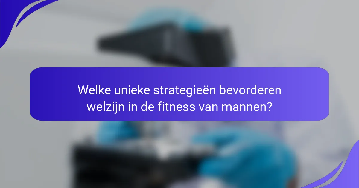 Welke unieke strategieën bevorderen welzijn in de fitness van mannen?