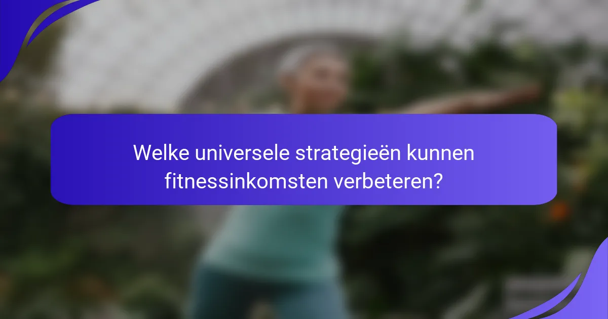 Welke universele strategieën kunnen fitnessinkomsten verbeteren?