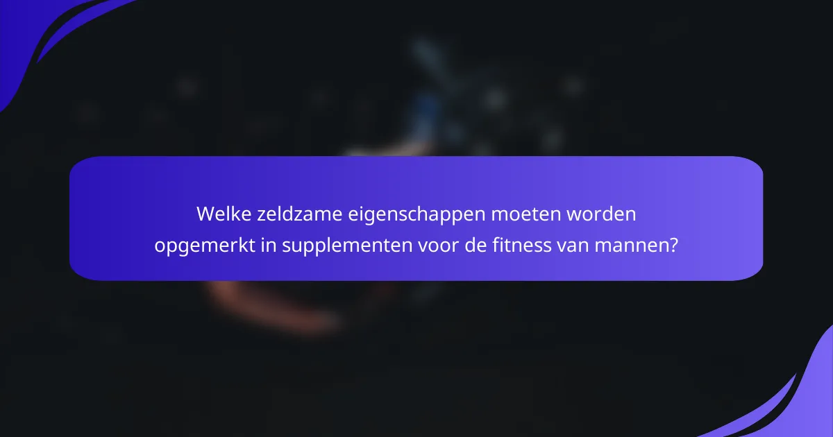 Welke zeldzame eigenschappen moeten worden opgemerkt in supplementen voor de fitness van mannen?
