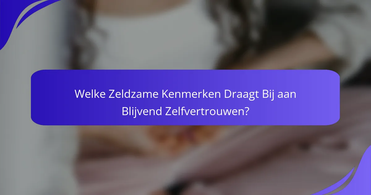 Welke Zeldzame Kenmerken Draagt Bij aan Blijvend Zelfvertrouwen?