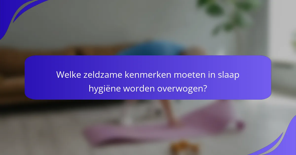 Welke zeldzame kenmerken moeten in slaap hygiëne worden overwogen?